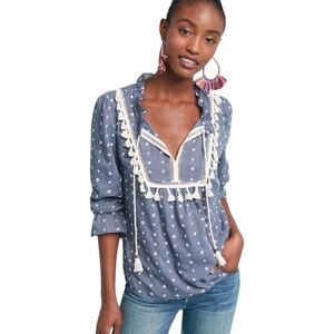 Maeve Blue and White Blouse